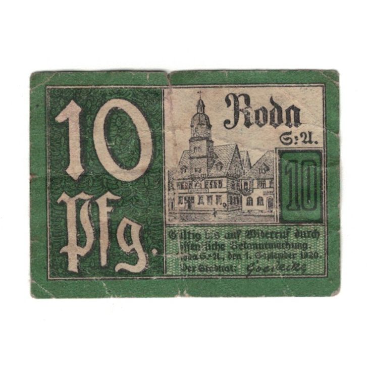 Banknote, Germany, Roda Stadt, 10 Pfennig, Chèvre, 1920, 1920-09-01, VF(20-25)