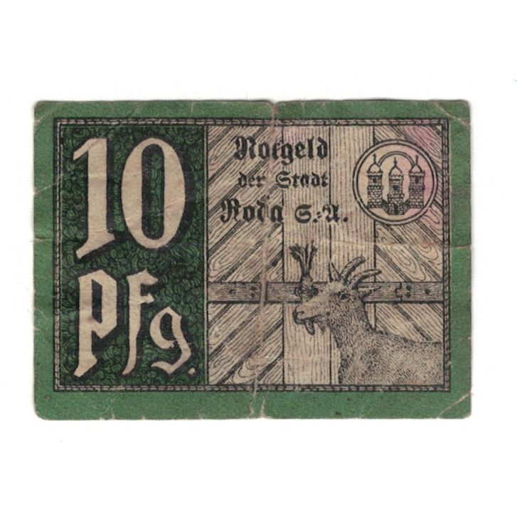 Banknote, Germany, Roda Stadt, 10 Pfennig, Chèvre, 1920, 1920-09-01, VF(20-25)