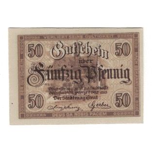 Nota, Alemanha, Ochsenfurt Stadt, 50 Pfennig, Taureau, 1919 (1918), AU(55-58)