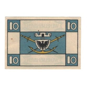Billet, Allemagne, Wilhelmshaven Stadt, 10 Pfennig, Blason, 1920, 1920-06-10