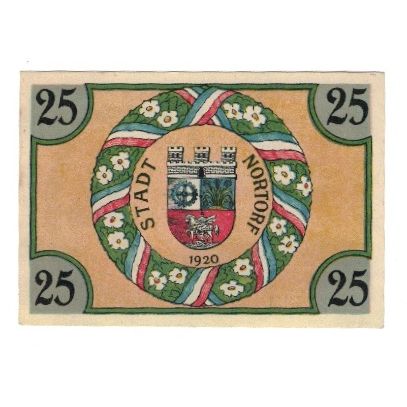 Banknote, Germany, Nortorf Stadt, 25 Pfennig, Blason, 1920, 1920-05-10