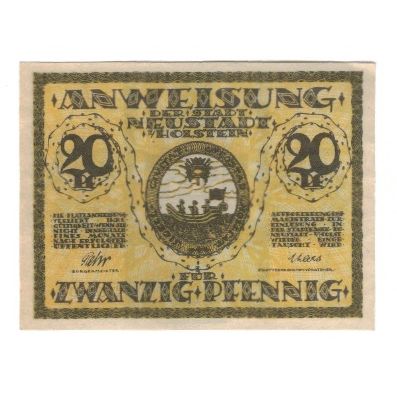 Banknote, Germany, Neustadt i. Holstein Stadt, 20 Pfennig, Batiment, 1920