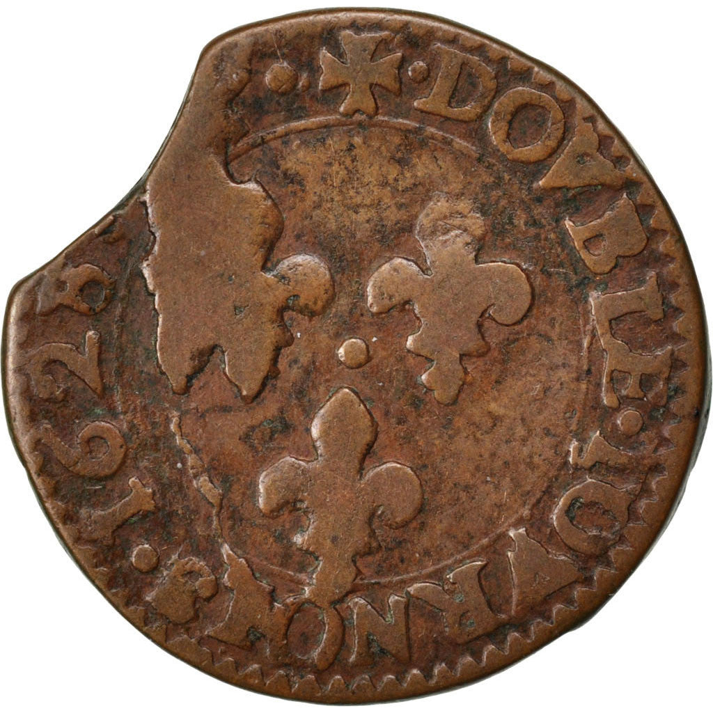 Francja, Louis XIII, Double Tournois, Double tournois, buste juvénile au col