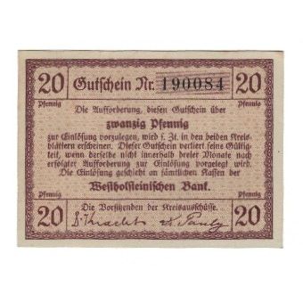 Banknote, Germany, Norder und Süderdithmarschen Kreise, 20 Pfennig, Texte