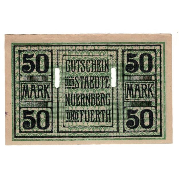 Banknote, Germany, Nuernberg u. Fuerth, 50 Mark, valeur faciale, 1918