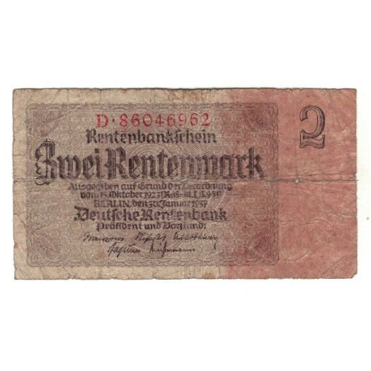 Banknote, Germany, 2 Rentenmark, 1937, 1937-01-30, F(12-15)