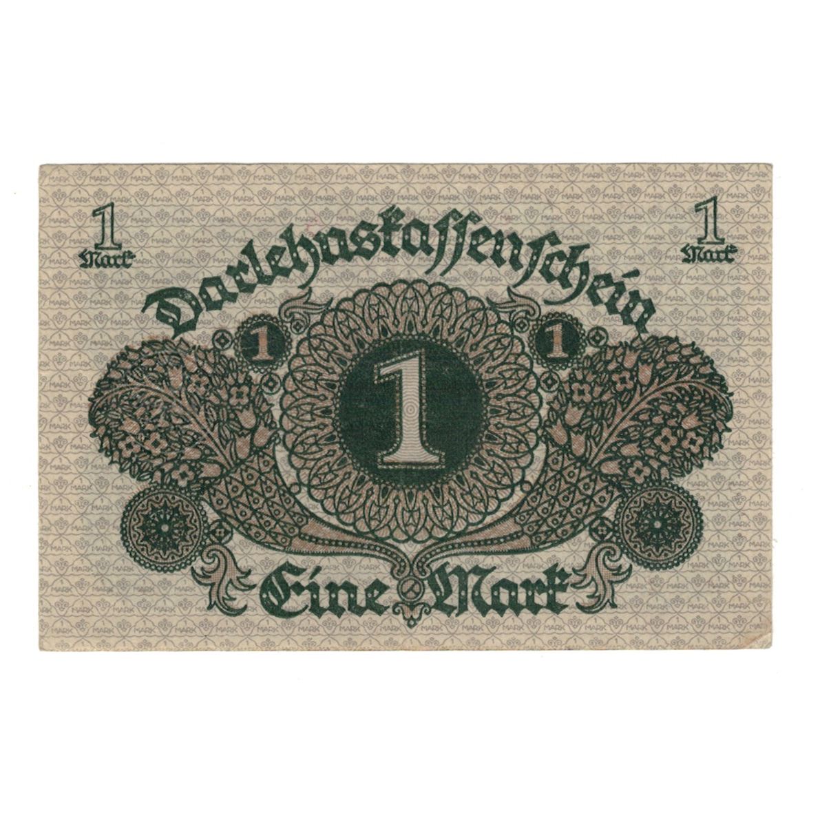 Banknote, Germany, Darlehnskassenschein (State Loan Currency Note), 1 Mark