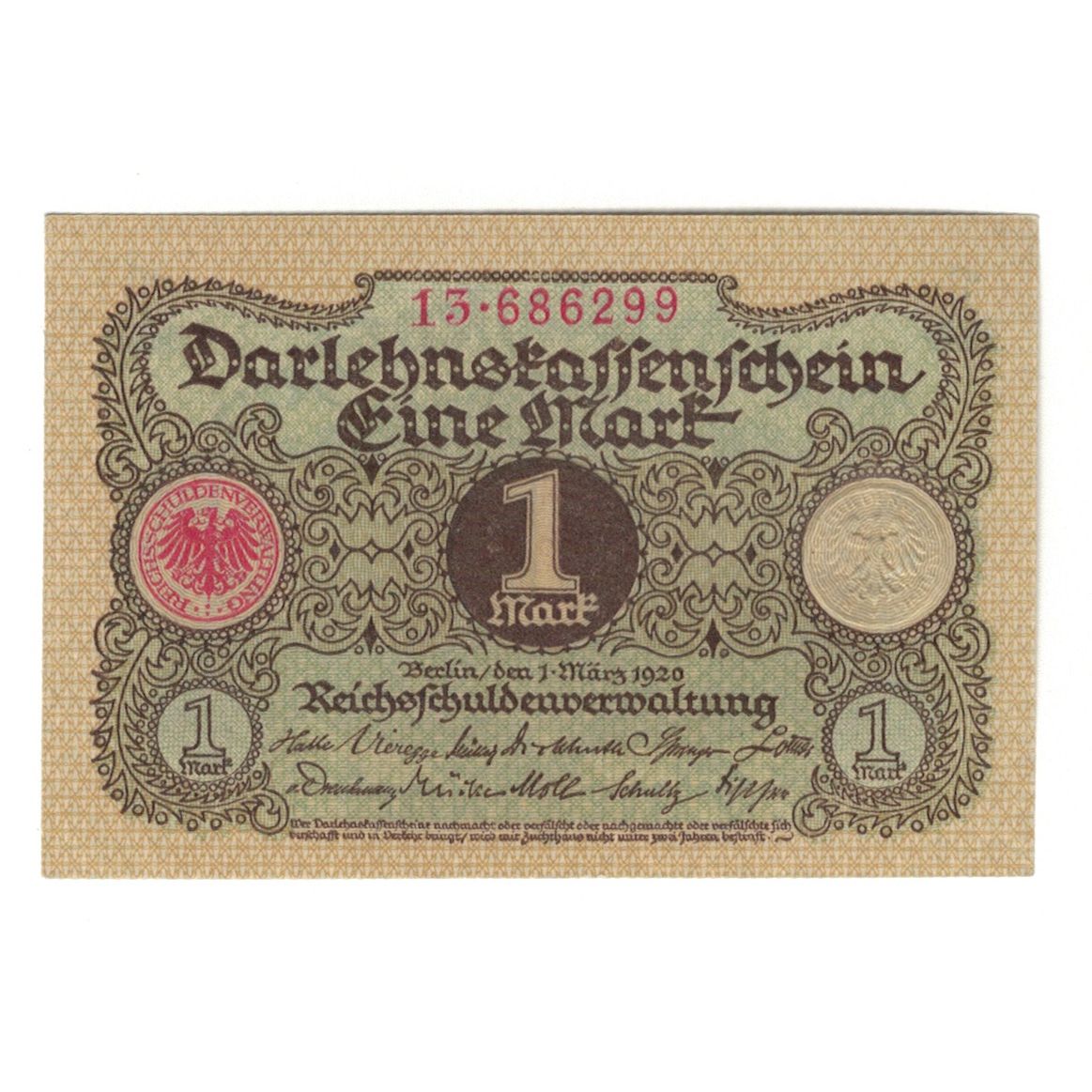 Geldschein, Deutschland, Darlehnskassenschein (State Loan Currency Note), 1