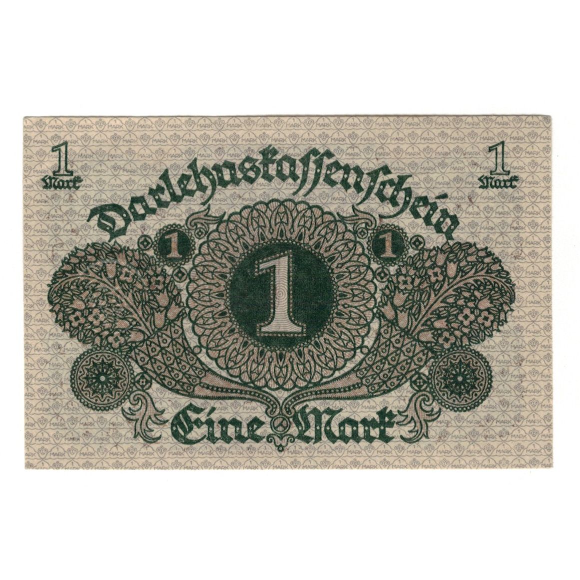 Banconote, Germania, Darlehnskassenschein (State Loan Currency Note), 1 Mark