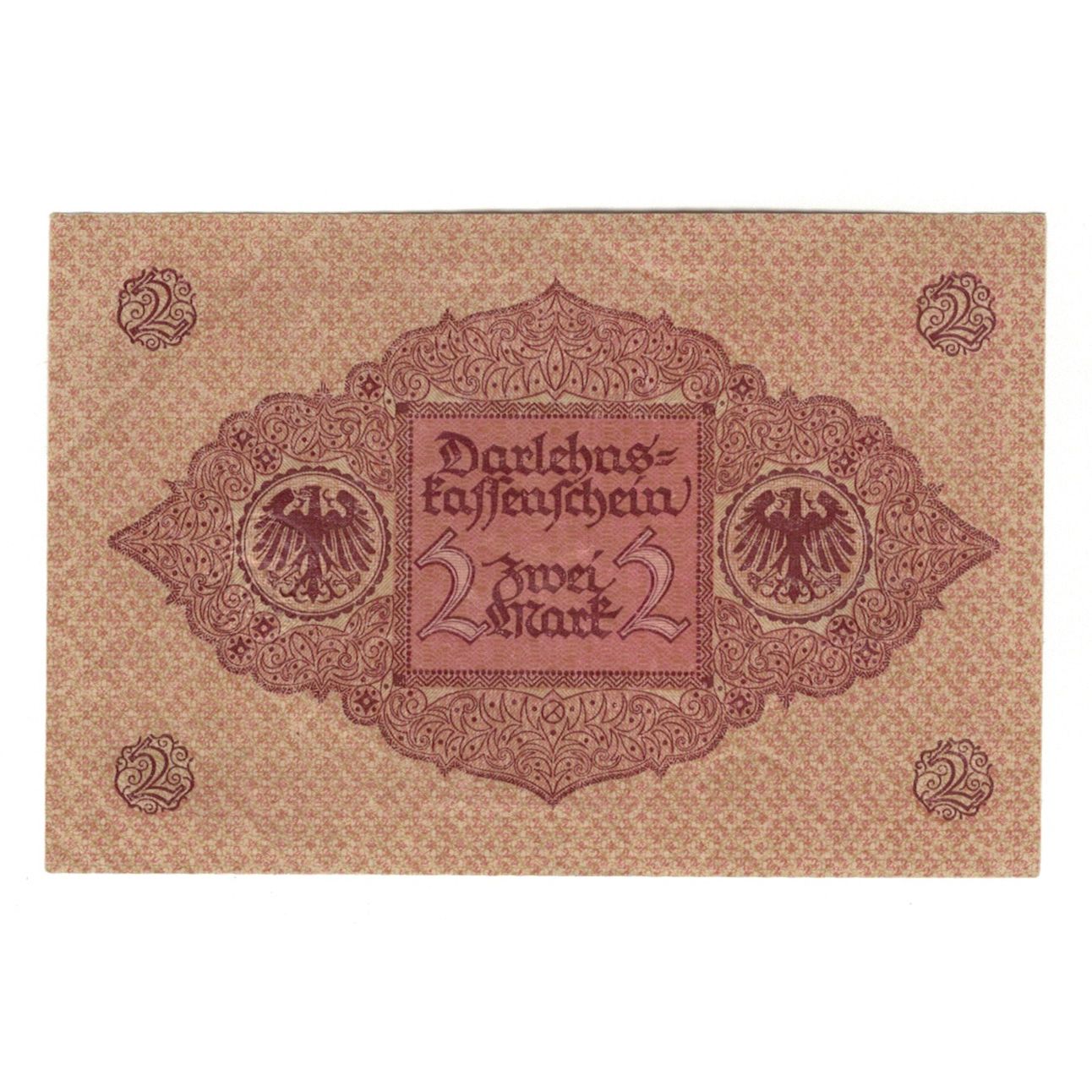 Nota, Alemanha, Darlehnskassenschein (State Loan Currency Note), 2 Mark, valeur