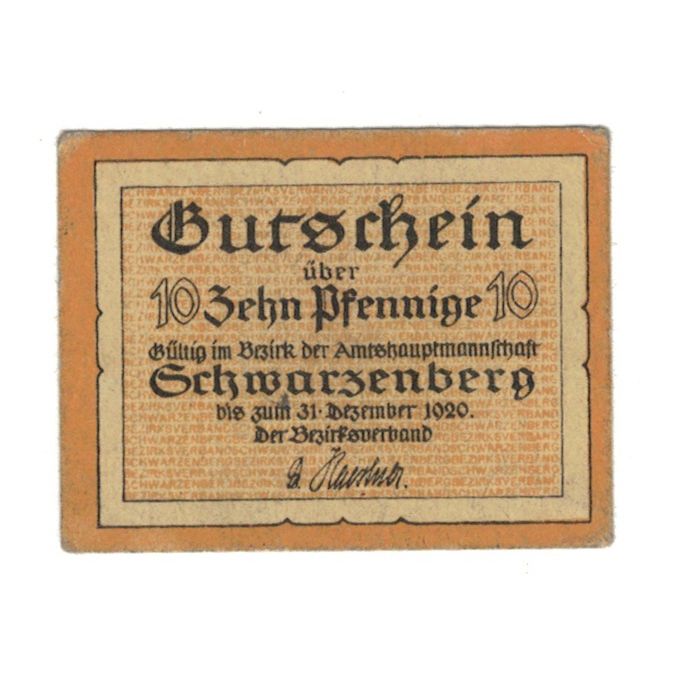Banknote, Germany, Schwarzenberg Amtshauptmannschaft, 10 Pfennig, personnage