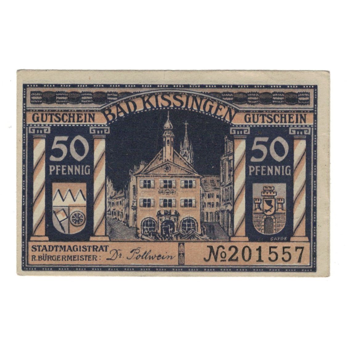 Billete, Alemania, Kissingen Bad Stadt, 50 Pfennig, personnage, 1920, MBC+