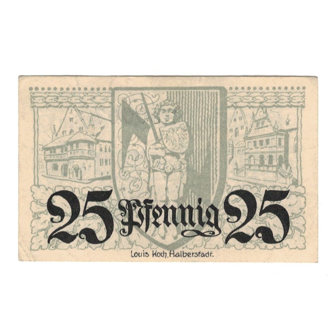 Banknote, Germany, Halberstadt Stadt, 25 Pfennig, personnage, 1920, 1920-02-10