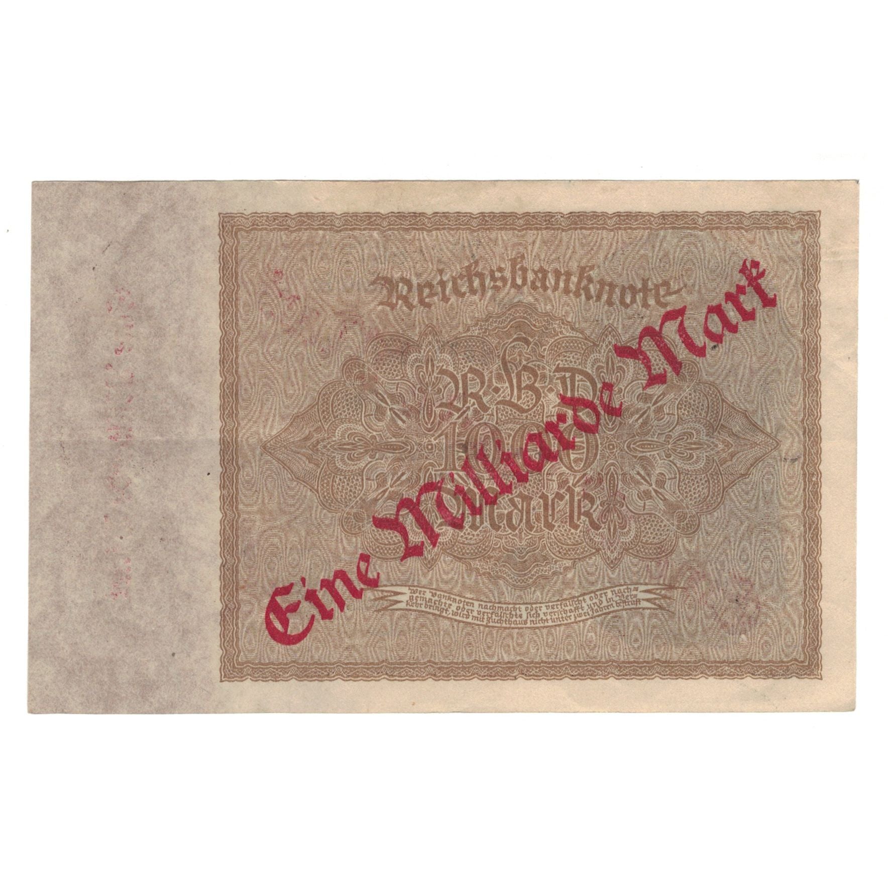 Banknote, Germany, 1 Milliarde Mark on 1000 Mark, 1922, 1922-12-15, AU(50-53)