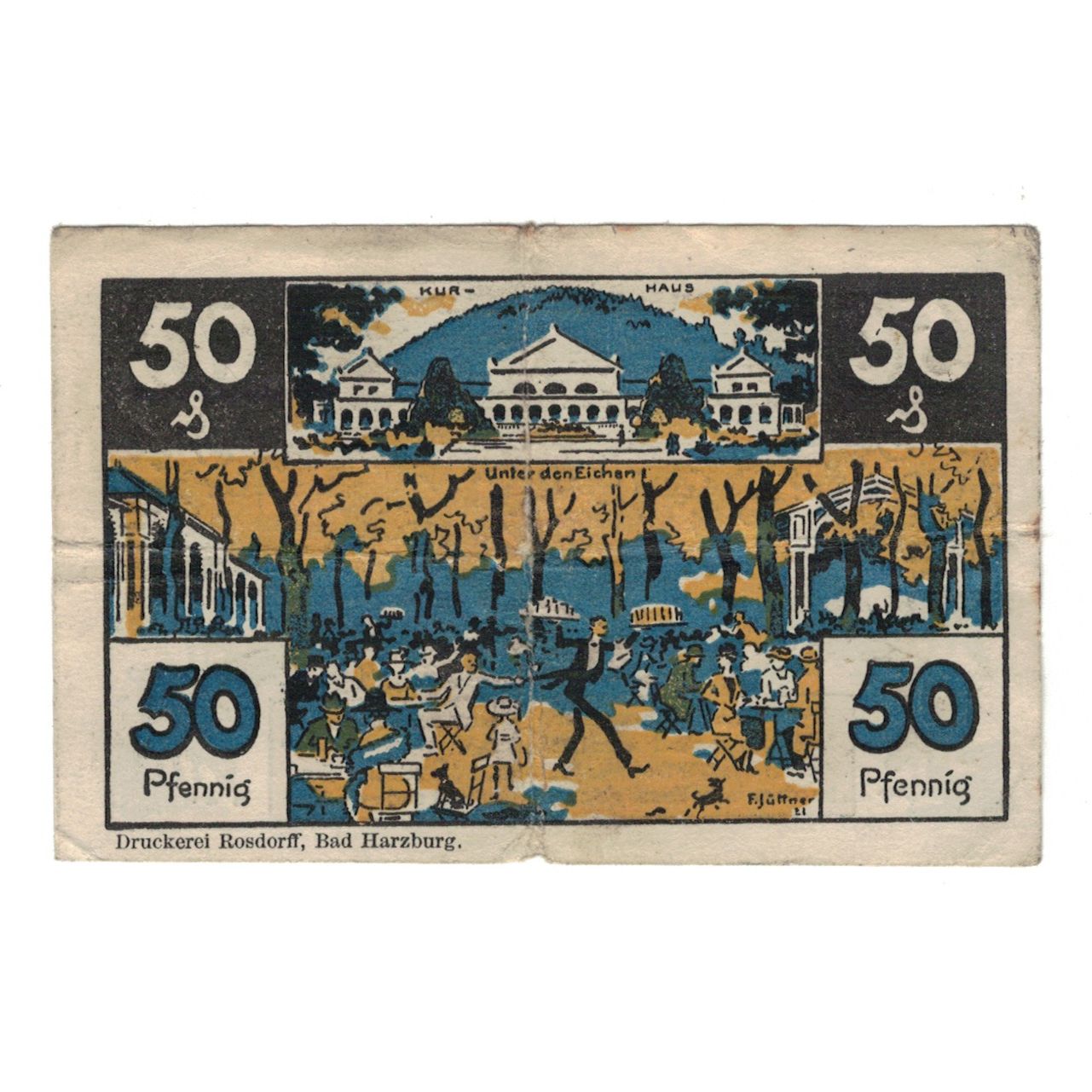 Banknote, Germany, Harzburg, Bad Stadt, 50 Pfennig, personnage, 1922