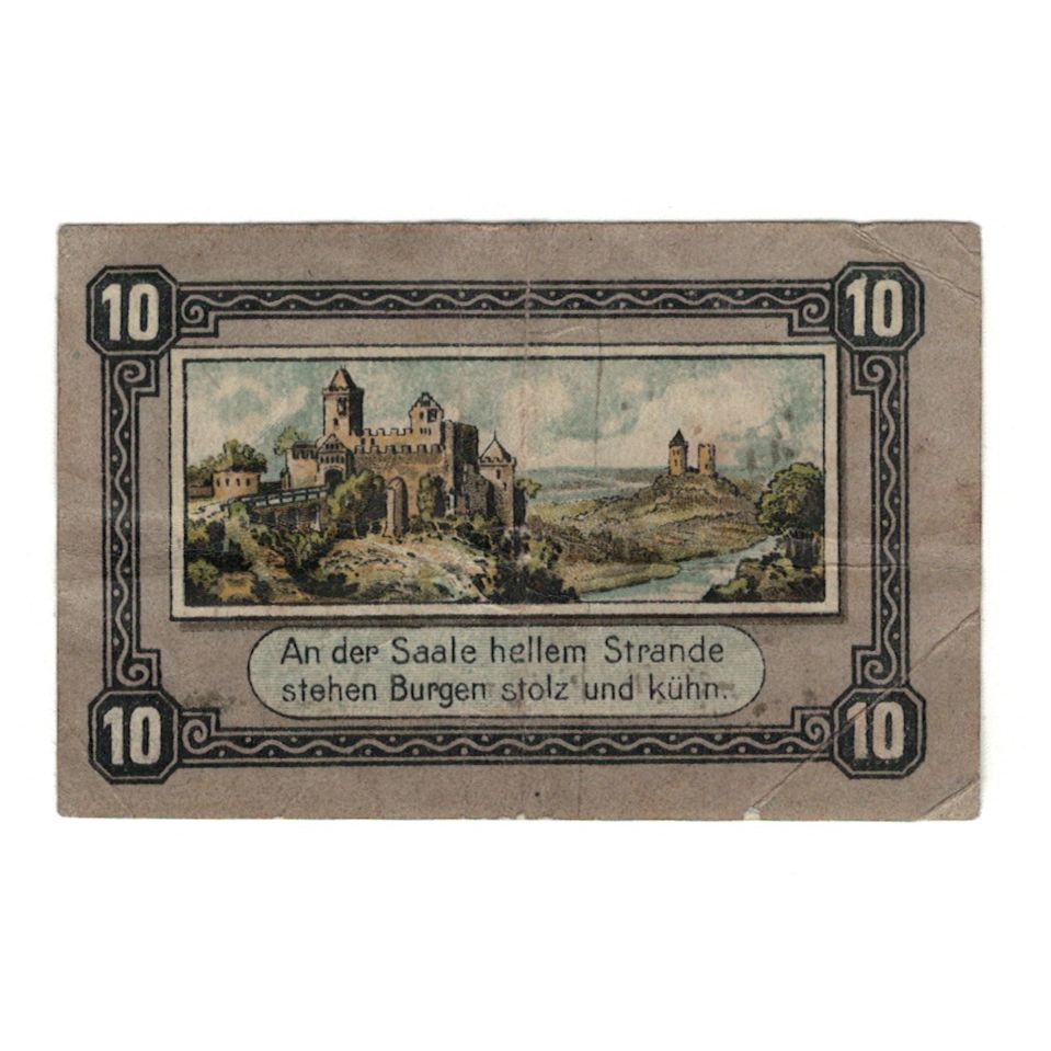 Banknot, Niemcy, Kösen Bad Stadt, 10 Pfennig, paysage, 1918, 1918-07-09
