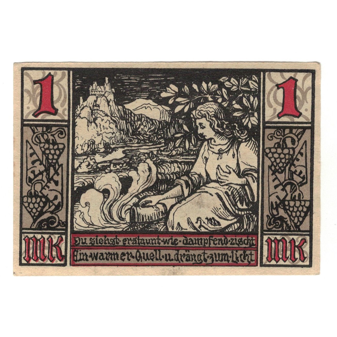 Banknote, Germany, Neuenahr, Bad Kurdirektion, 1 Mark, personnage, 1922