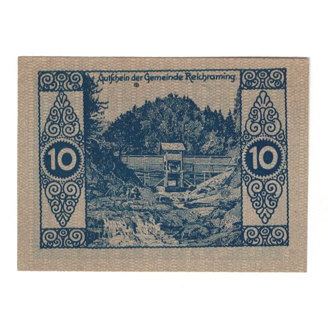 Banconote, Austria, Reichraming O.Ö. Gemeinde, 10 Heller, paysage, 1920