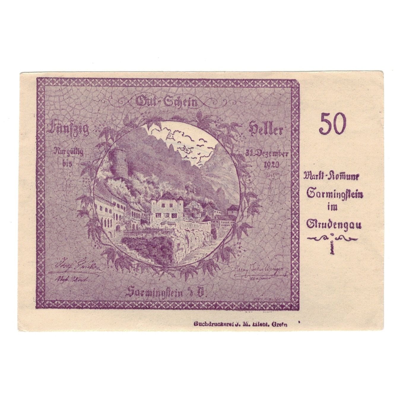 Banknote, Austria, Sarmingstein Im Strudengau, 50 Heller, N.D, 1920, 1920-12-31