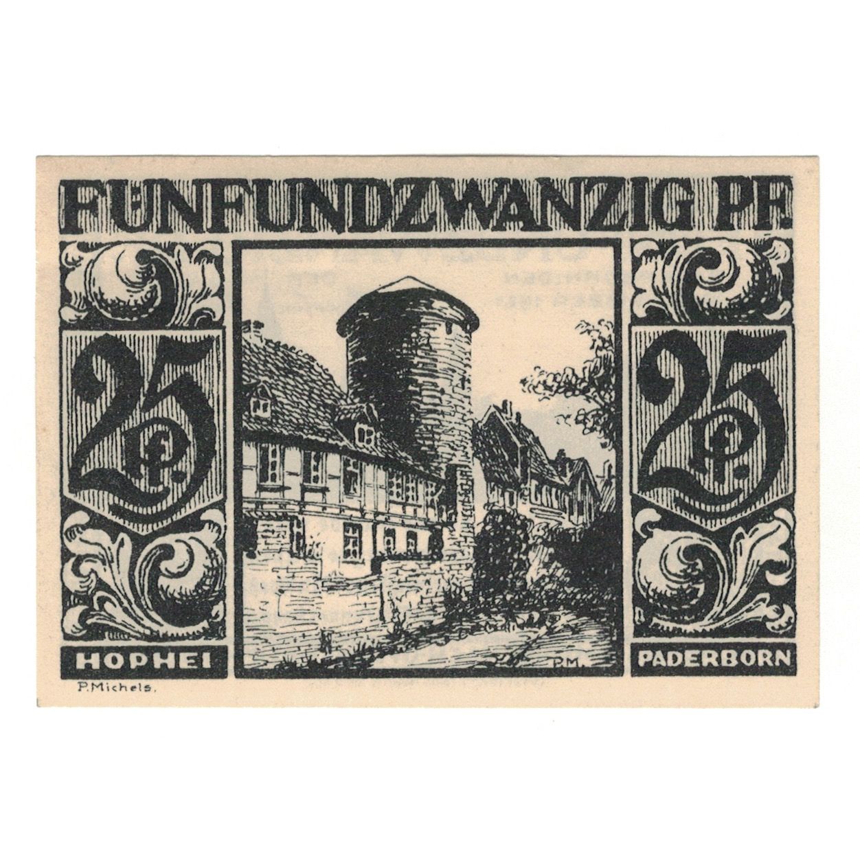 Banknote, Germany, Paderborn Stadt, 25 Pfennig, Batiment, 1921, 1921-11-10