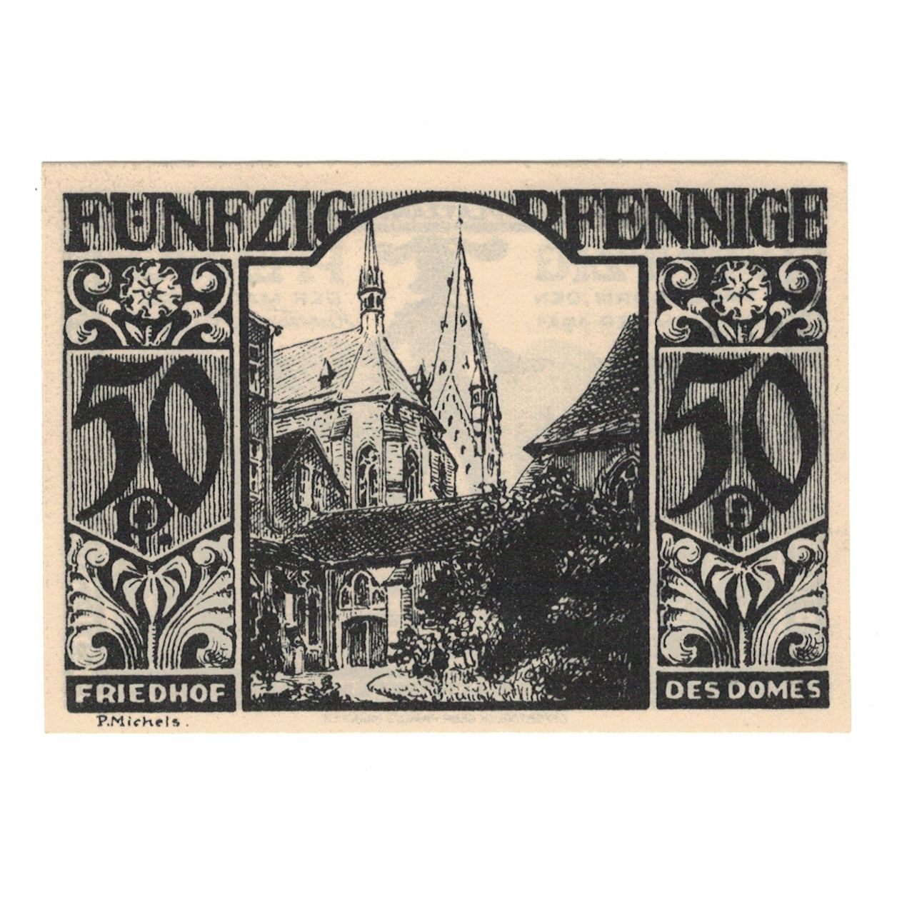 Banconote, Germania, Paderborn Stadt, 50 Pfennig, Eglise 1, 1921, 1921-11-10