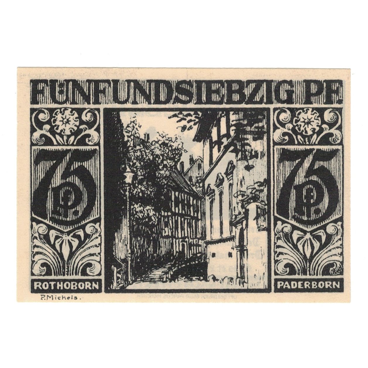 Banknote, Germany, Paderborn Stadt, 75 Pfennig, batiment 1, 1921, 1921-11-10