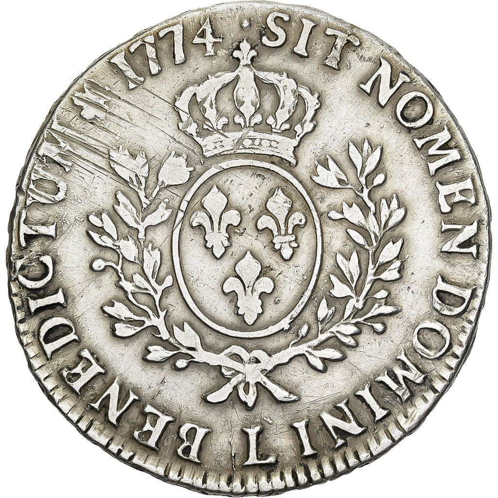 France, Louis XV, Écu à la vieille tête, 1774, Bayonne, Argent, TB+