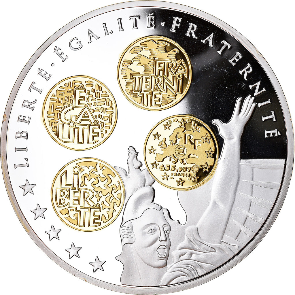 France, Medal, 10 ans d'adieu au Franc, Liberté, Égalité, Fraternité