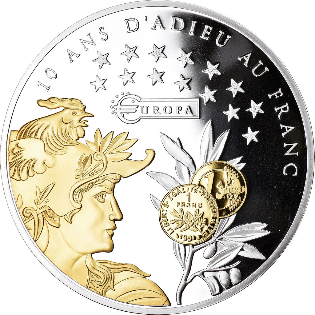 France, Medal, 10 ans d'adieu au Franc, Liberté, Égalité, Fraternité