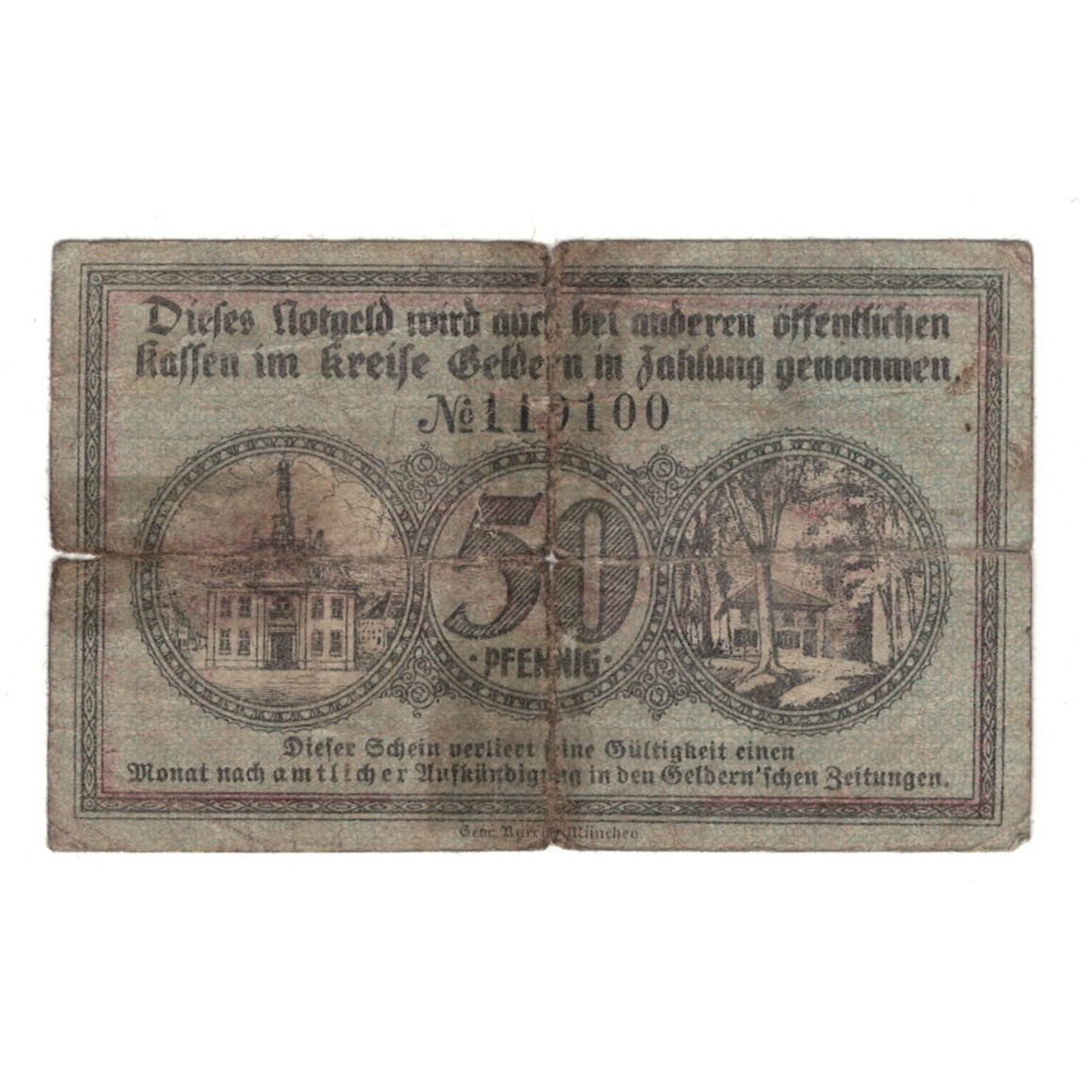 Banknote, Germany, Geldern Stadt, 50 Pfennig, Batiment, 1918, 1918-11-09