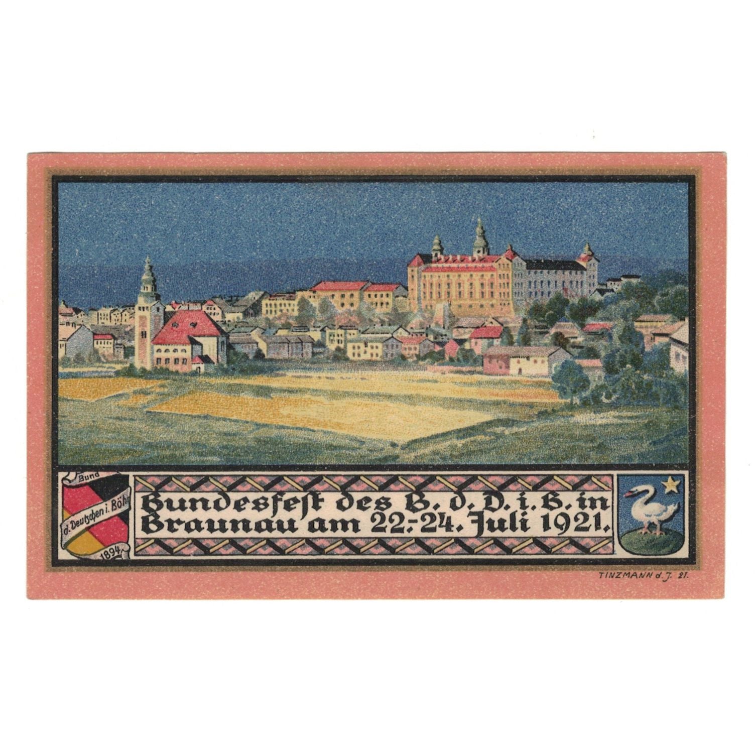 Biljet, Oostenrijk, Braunau, 50 Heller, paysage, 1921, 1921-07-31, SUP