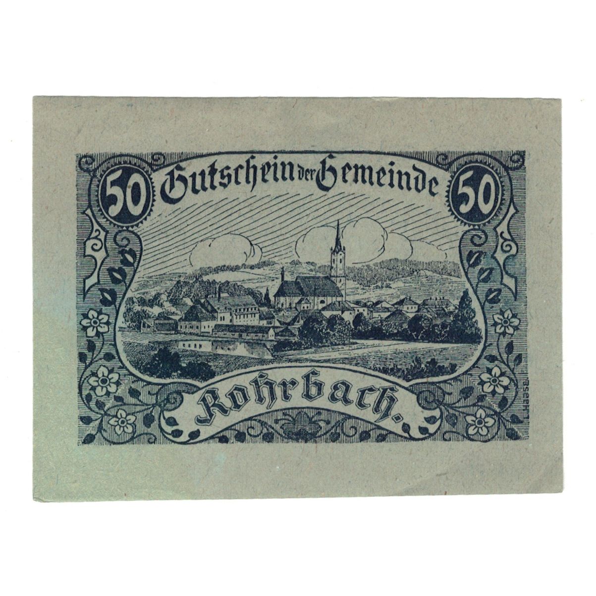 Banknote, Austria, Rohrbach O.Ö. Gemeinde, 50 Heller, Texte, 1920, 1920-06-25