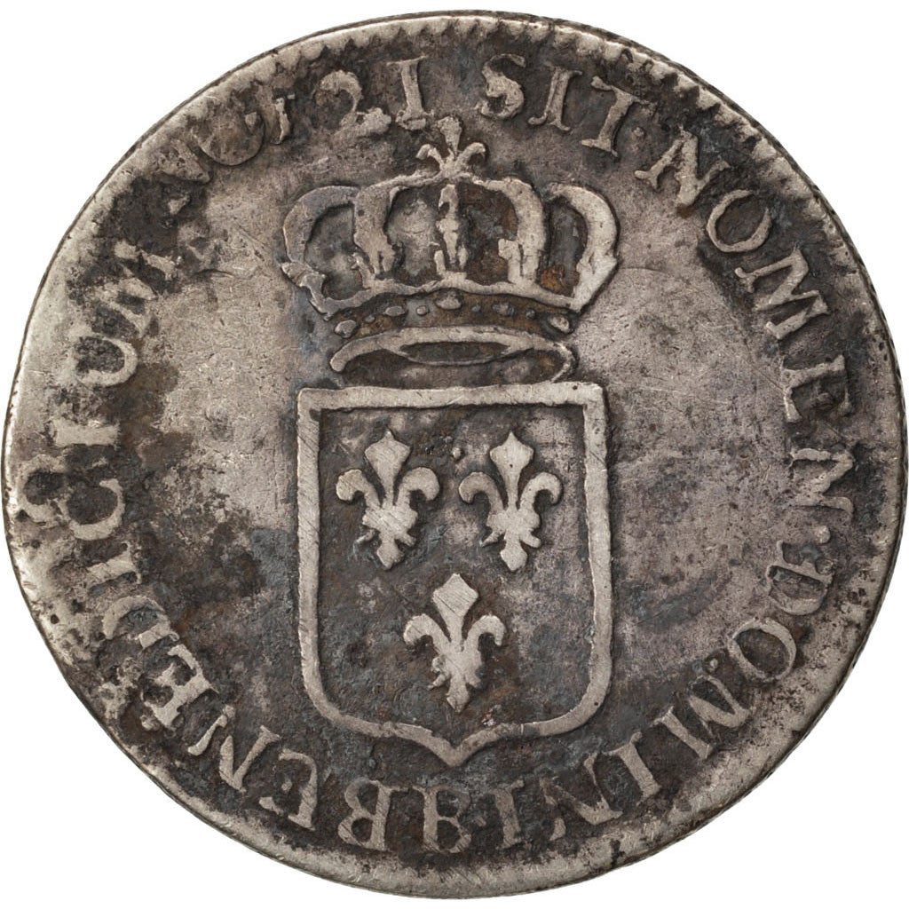 France, Louis XV, 20 Sols, 1/6 ECU, 1/6 Écu de France, 1721, Rouen, Silver