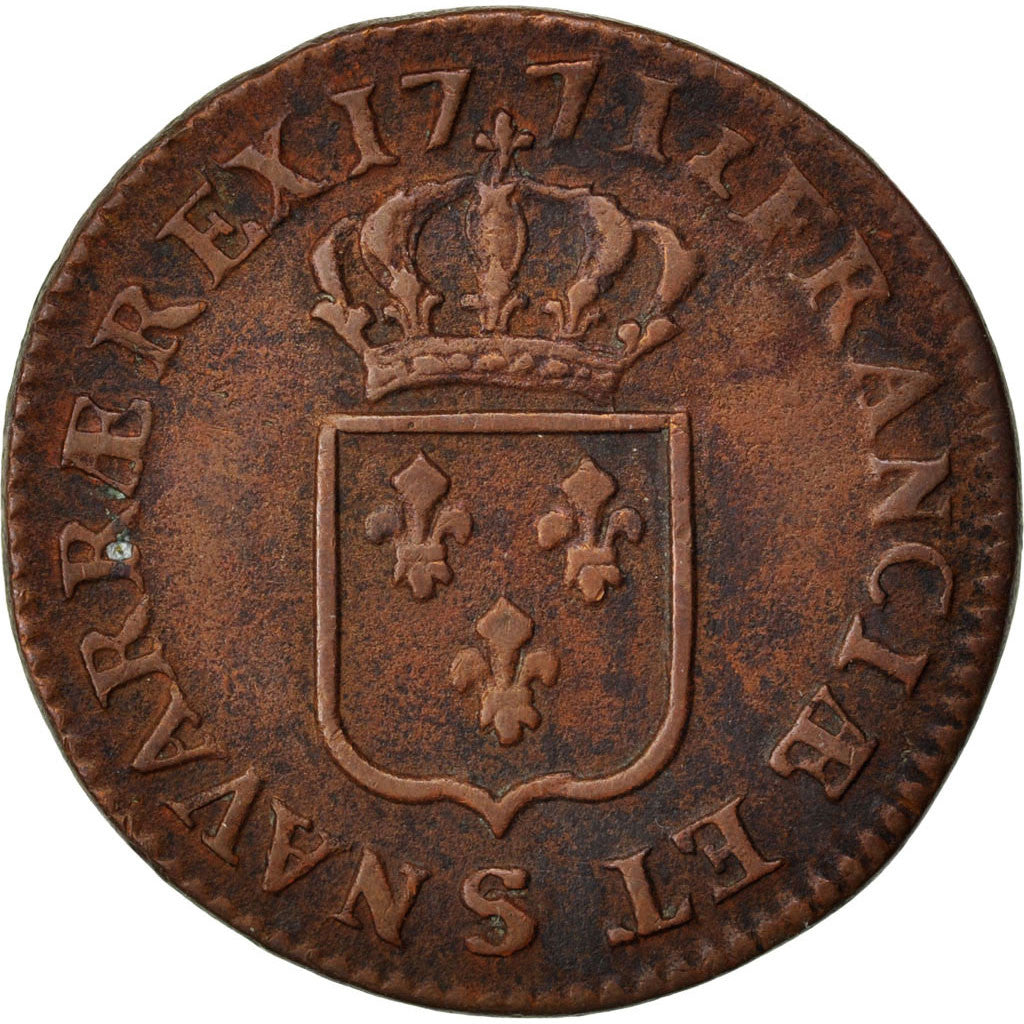 France, Louis XV, Sol, Sol à la vieille tête, 1771, Reims, Cuivre, TB+