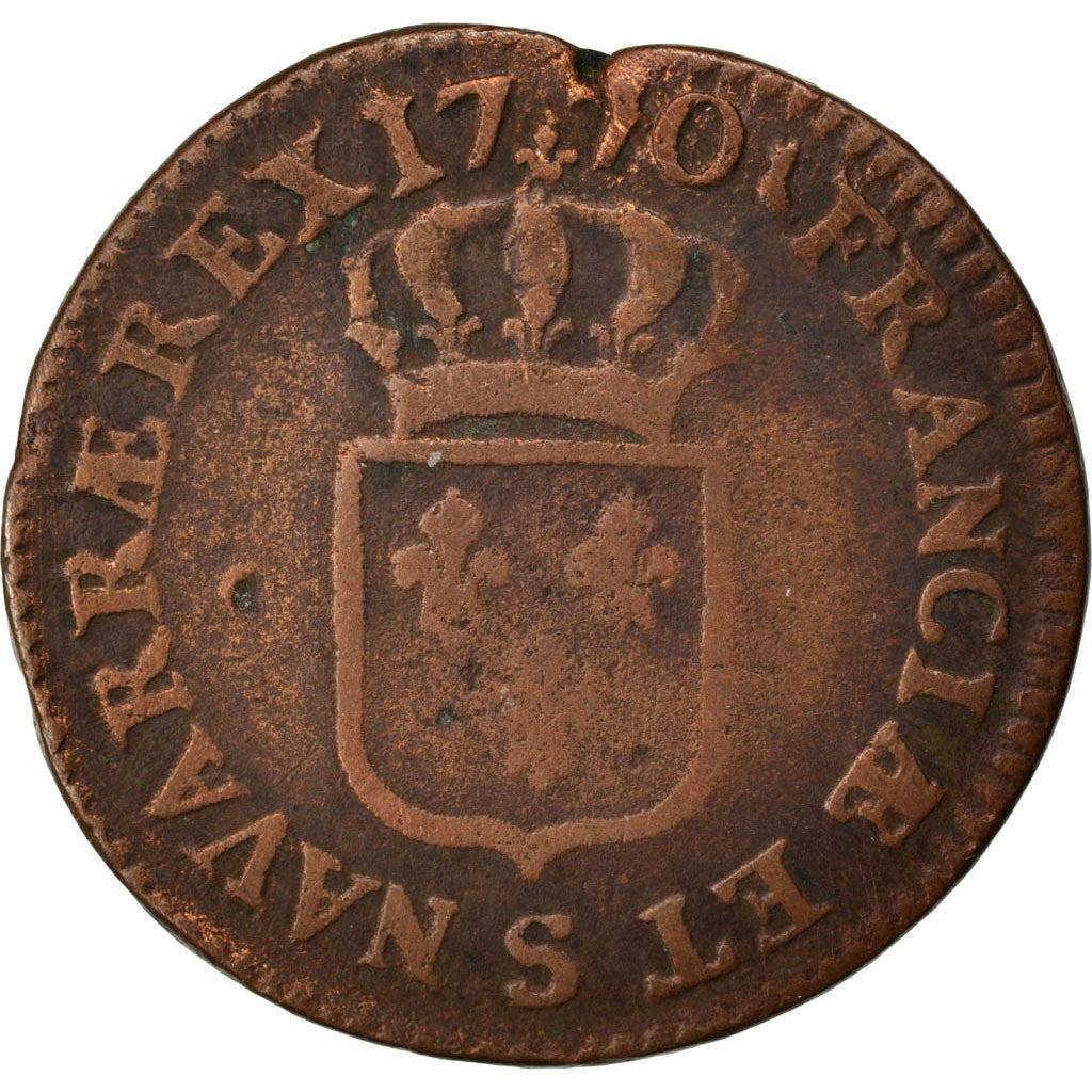 France, Louis XV, Sol, Sol à la vieille tête, 1770, Reims, Cuivre, TB