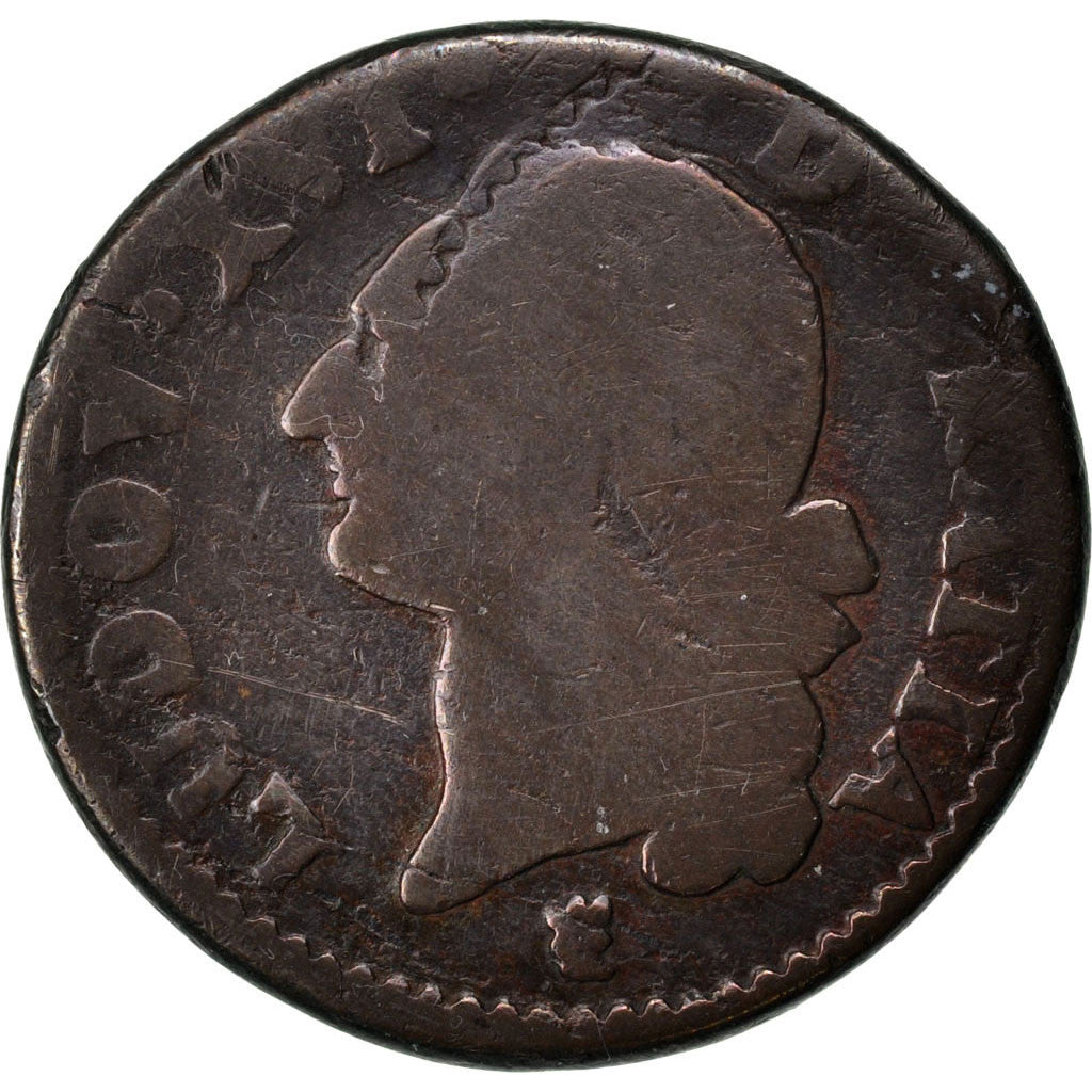 Frankrijk, Louis XVI, Sol, Sol ou sou, 1784, Limoges, Koper, ZG, Gadoury:350