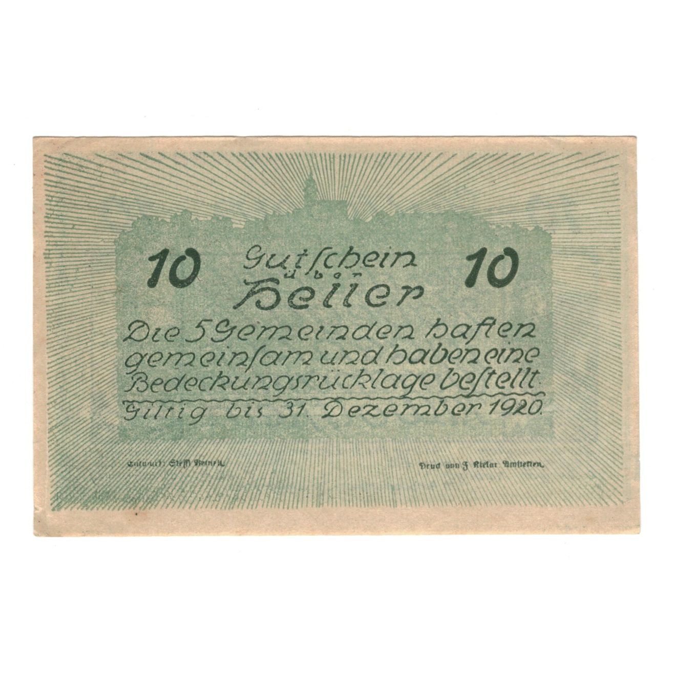 Banknote, Austria, Neustadtl Nabegg Judenhof Windpassing Kl. Wolfstein N.Ö. 1