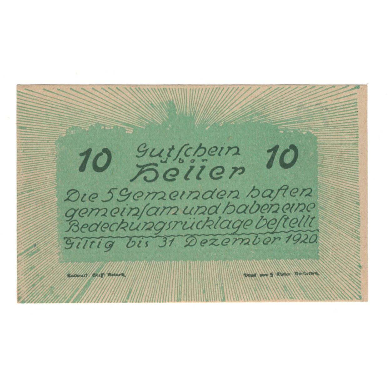 Banknote, Austria, Neustadtl A/D, Nabegg, Judenhof, Windpassing, Kl. Wolfstein