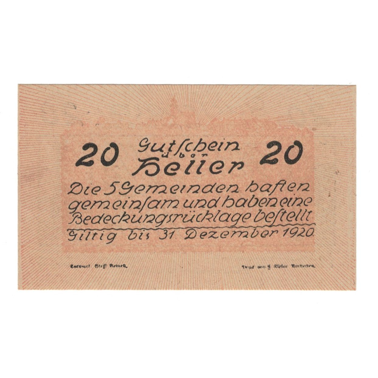 Banknote, Austria, Neustadtl A/D, Nabegg, Judenhof, Windpassing, Kl. Wolfstein