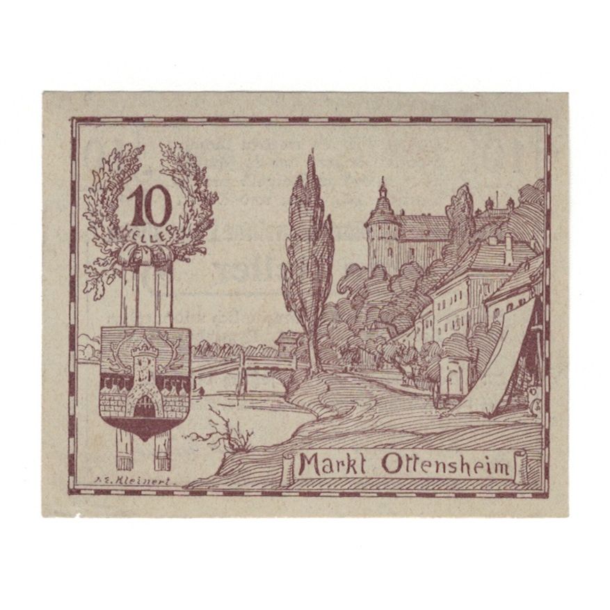 Geldschein, Österreich, Ottensheim O.Ö. Marktgemeinde, 10 Heller, paysage