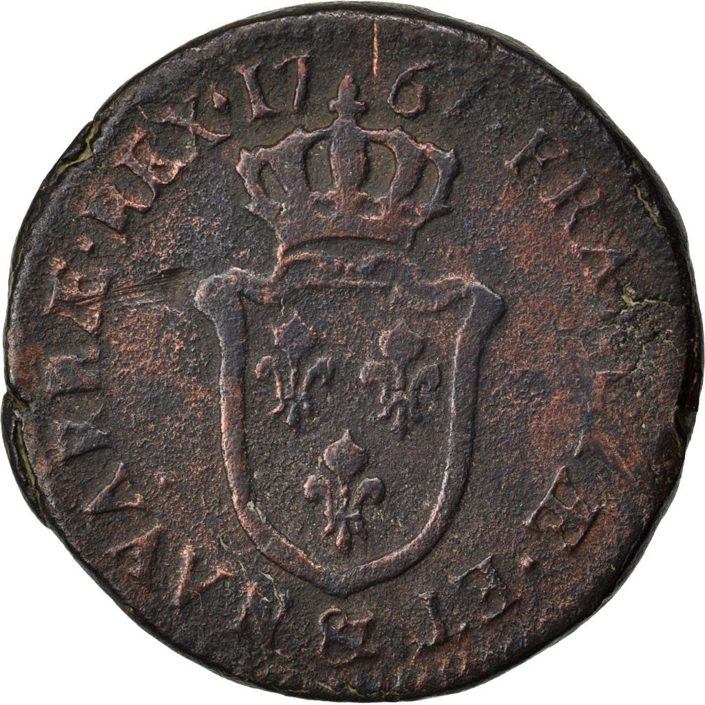 France, Louis XV, Sol, Sol d'Aix, 1767, Aix, Copper, VF(20-25), Gadoury:279