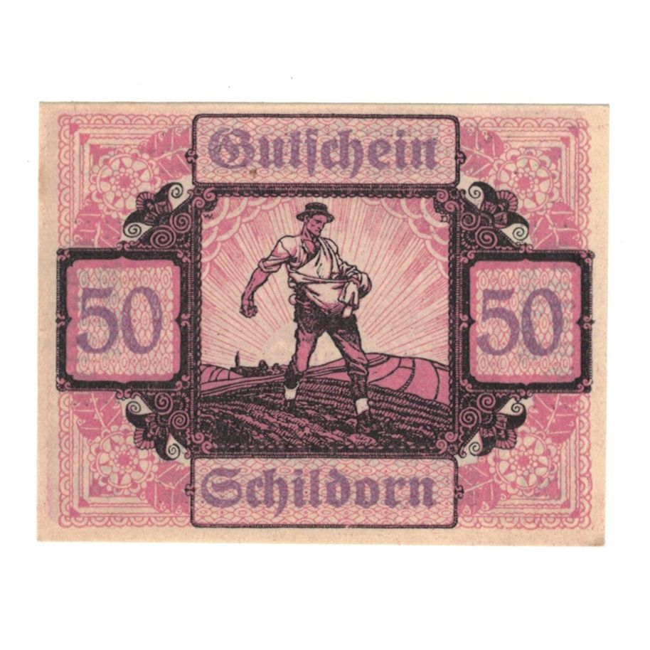 Banknote, Austria, Schildorn O.Ö. Gemeinde, 50 Heller, Texte, 1920, 1920-12-31