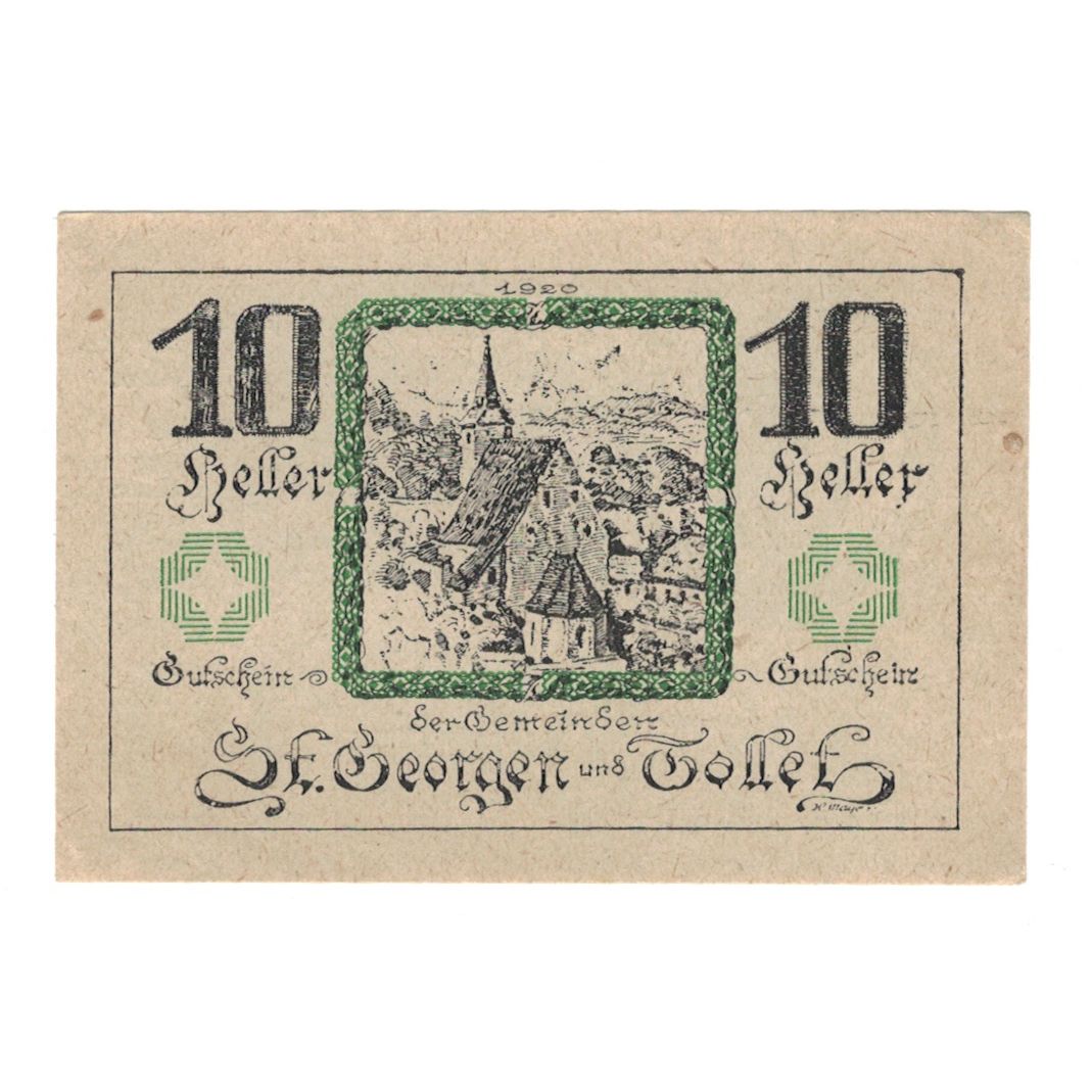 Banknote, Austria, St. Georgen und Tollet O.Ö. Gemeinden, 10 Heller, Texte