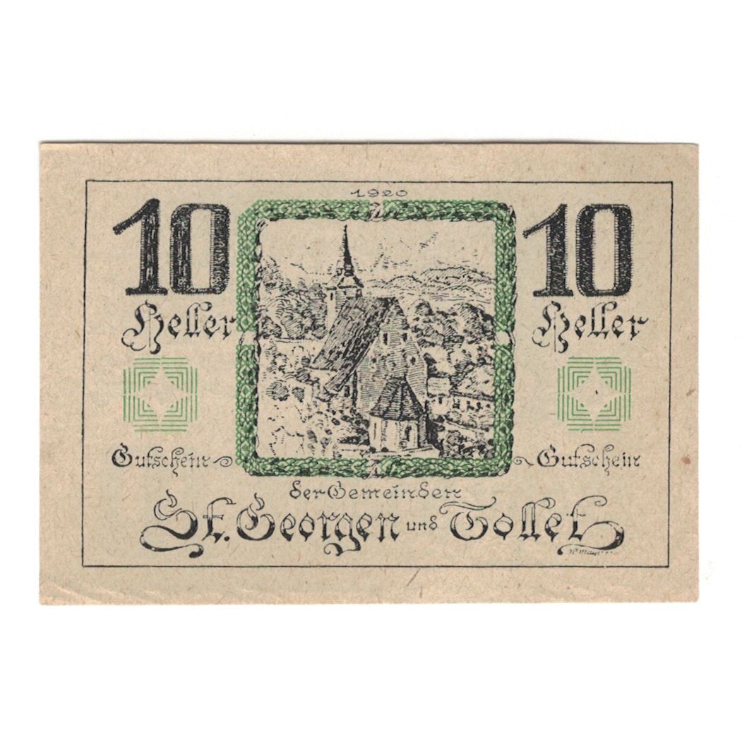 Banknote, Austria, St. Georgen und Tollet O.Ö. Gemeinden, 10 Heller, texte 1