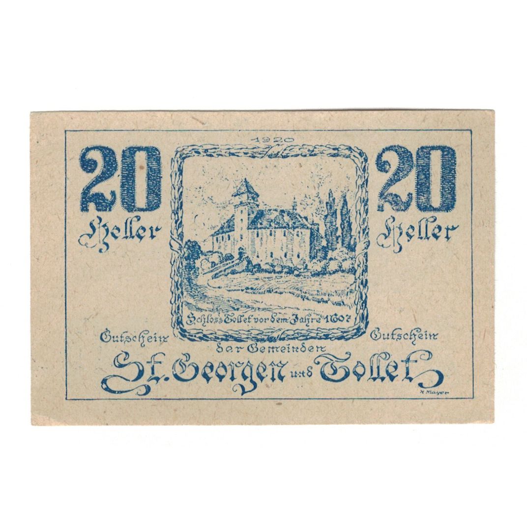 Banknote, Austria, St. Georgen und Tollet O.Ö. Gemeinden, 20 Heller, Texte