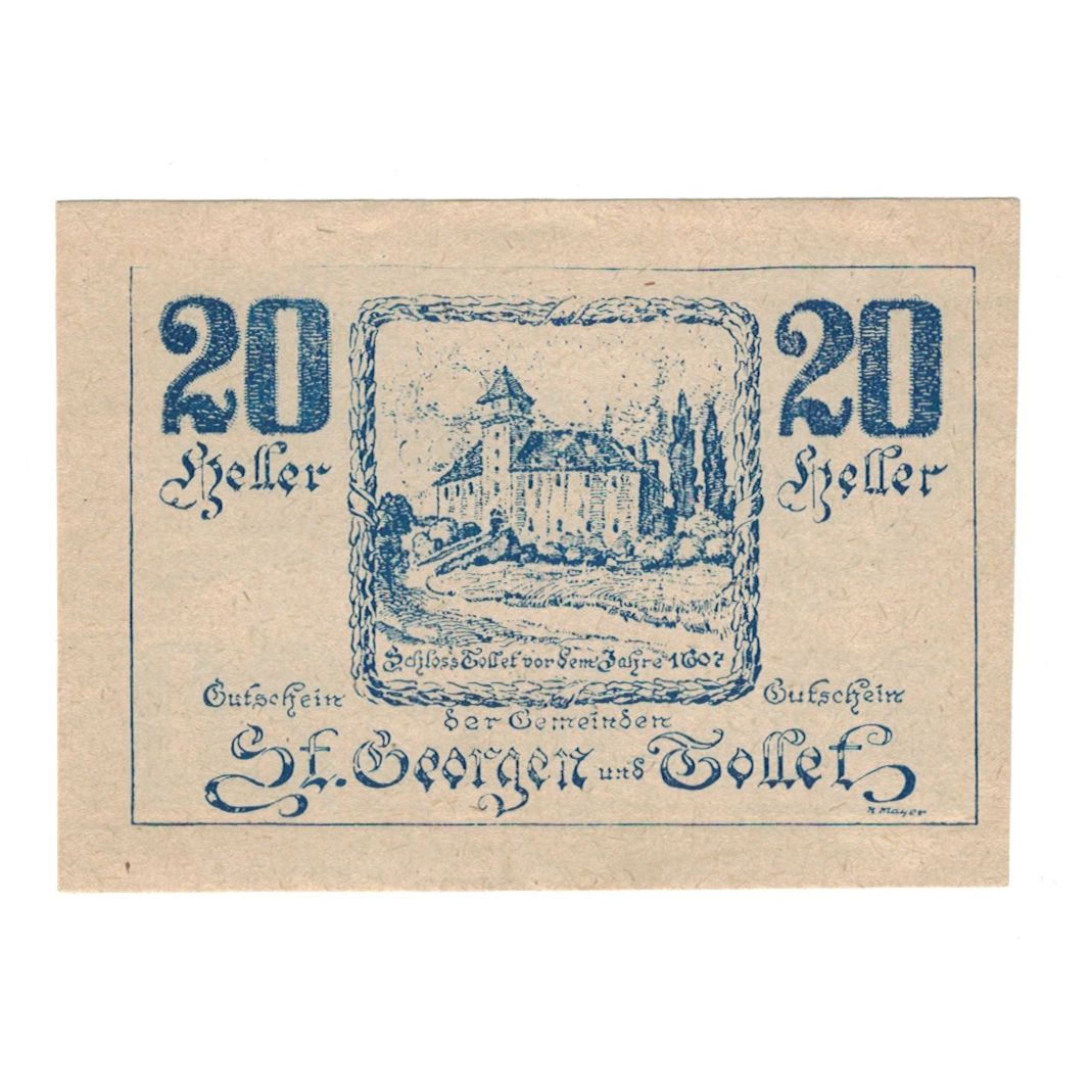 Banknote, Austria, St. Georgen und Tollet O.Ö. Gemeinden, 20 Heller, texte 1