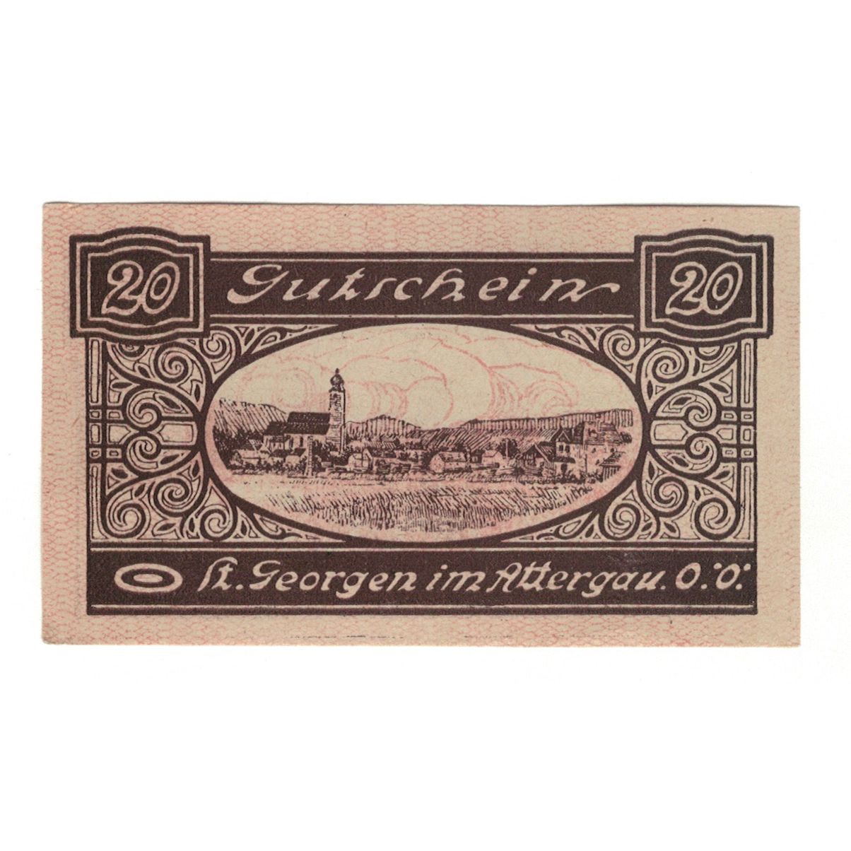 Banconote, Austria, St. Georgen im Attergau O.Ö. Marktgemeinde, 20 Heller