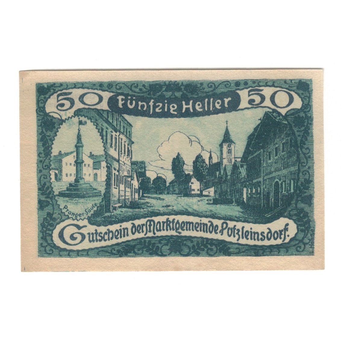 Banknote, Austria, Putzleinsdorf O.Ö. Marktgemeinde, 50 Heller, Texte, 1920