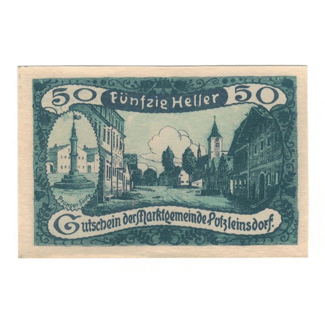Banknote, Austria, Putzleinsdorf O.Ö. Marktgemeinde, 50 Heller, texte 1, 1920