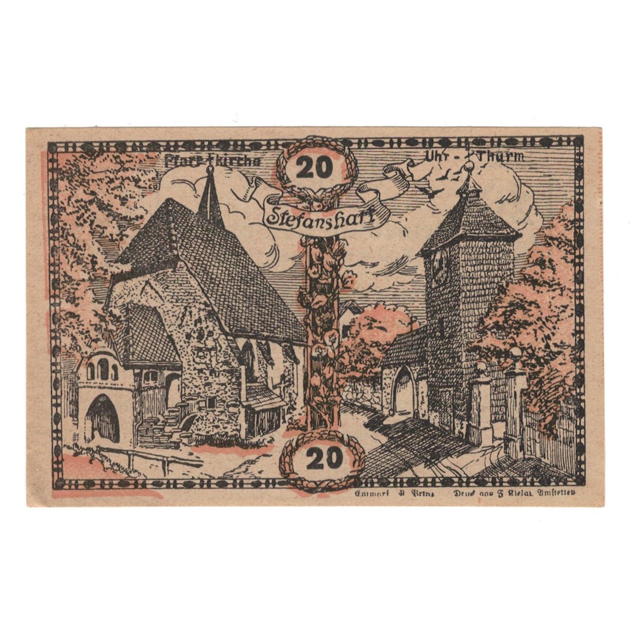 Banknote, Austria, Stefanshart Bezirk Amstetten N.Ö. Gemeinde, 20 Heller